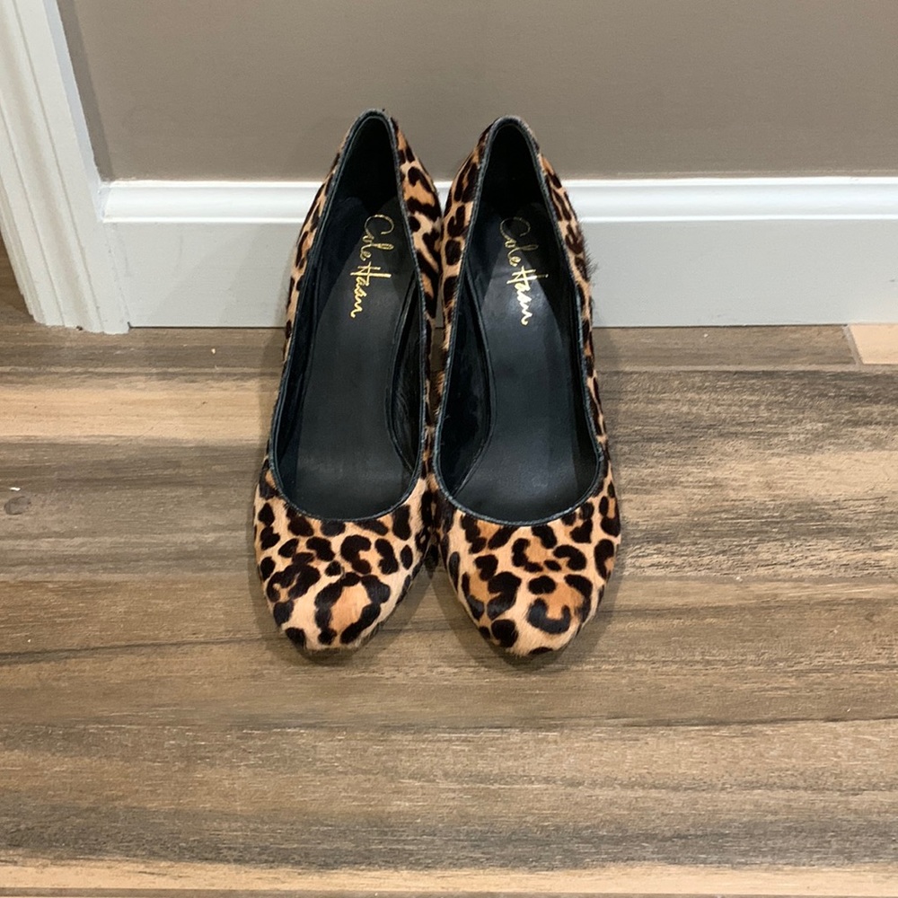 Cole Haan leopard pumps, size 8 1/2; no longer fit after foot surgery